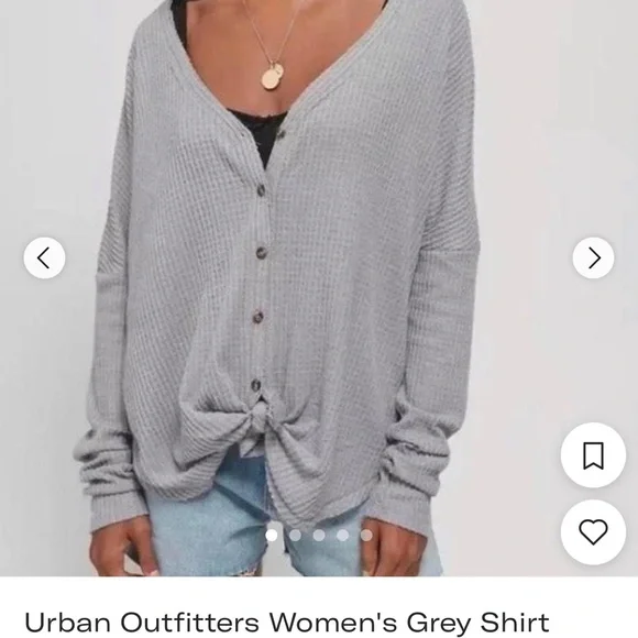 Urban outfitters women’s oversized thermal button down. Front top tie up. - Picture 3 of 5